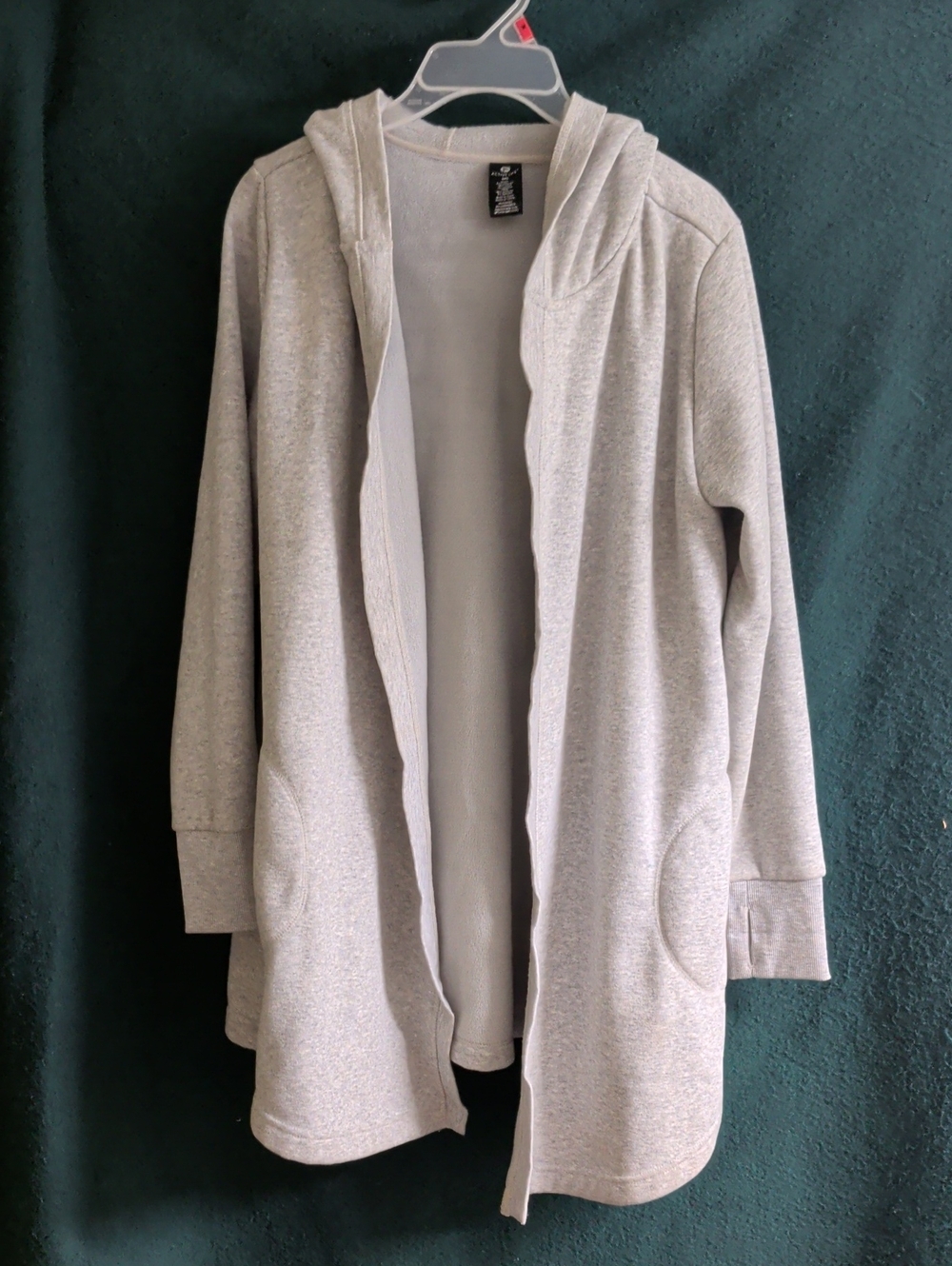 Active Life Light Gray Hooded Open-Front Utility Jacket